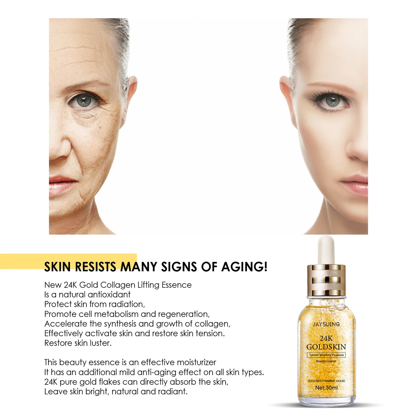 Gold Collagen Facial Essence for Hydration Support