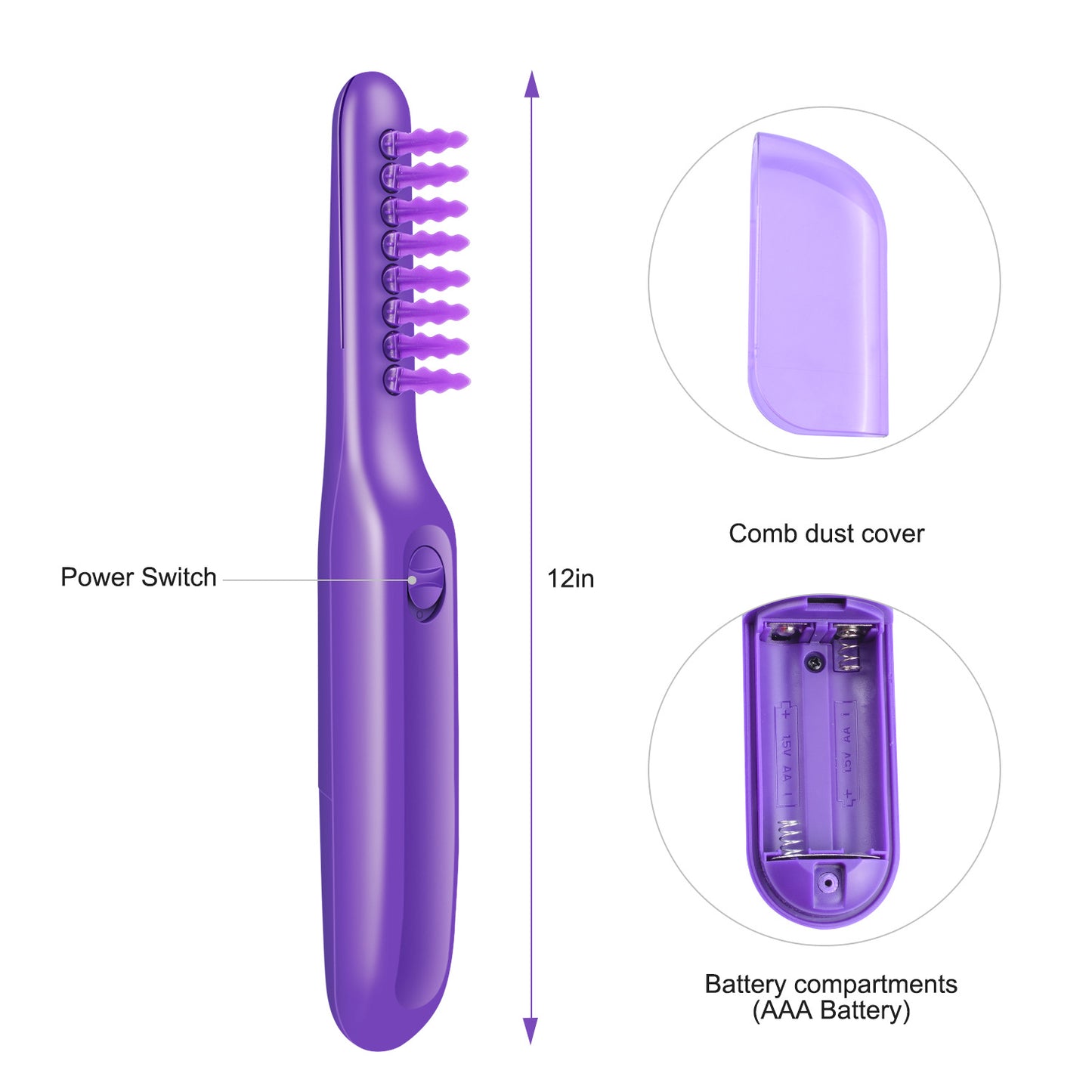 Cordless Purple Detangling Massage Brush